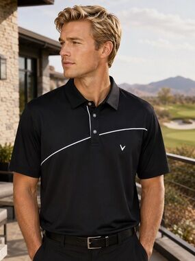 Callaway Black Polo with White Piping